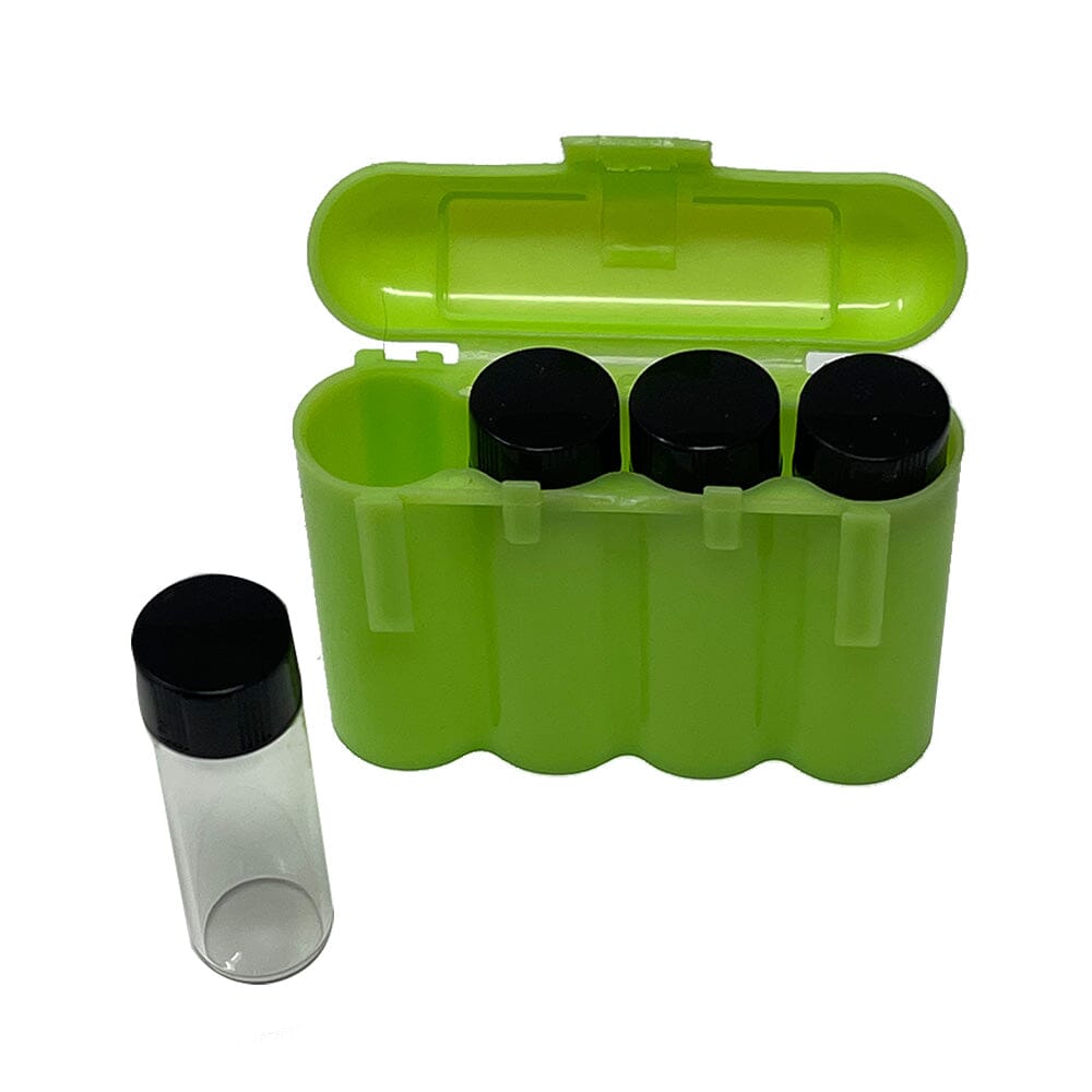 4 Gold Vials With 4 Vial Holder Storage and Protection Case - Various colors available.