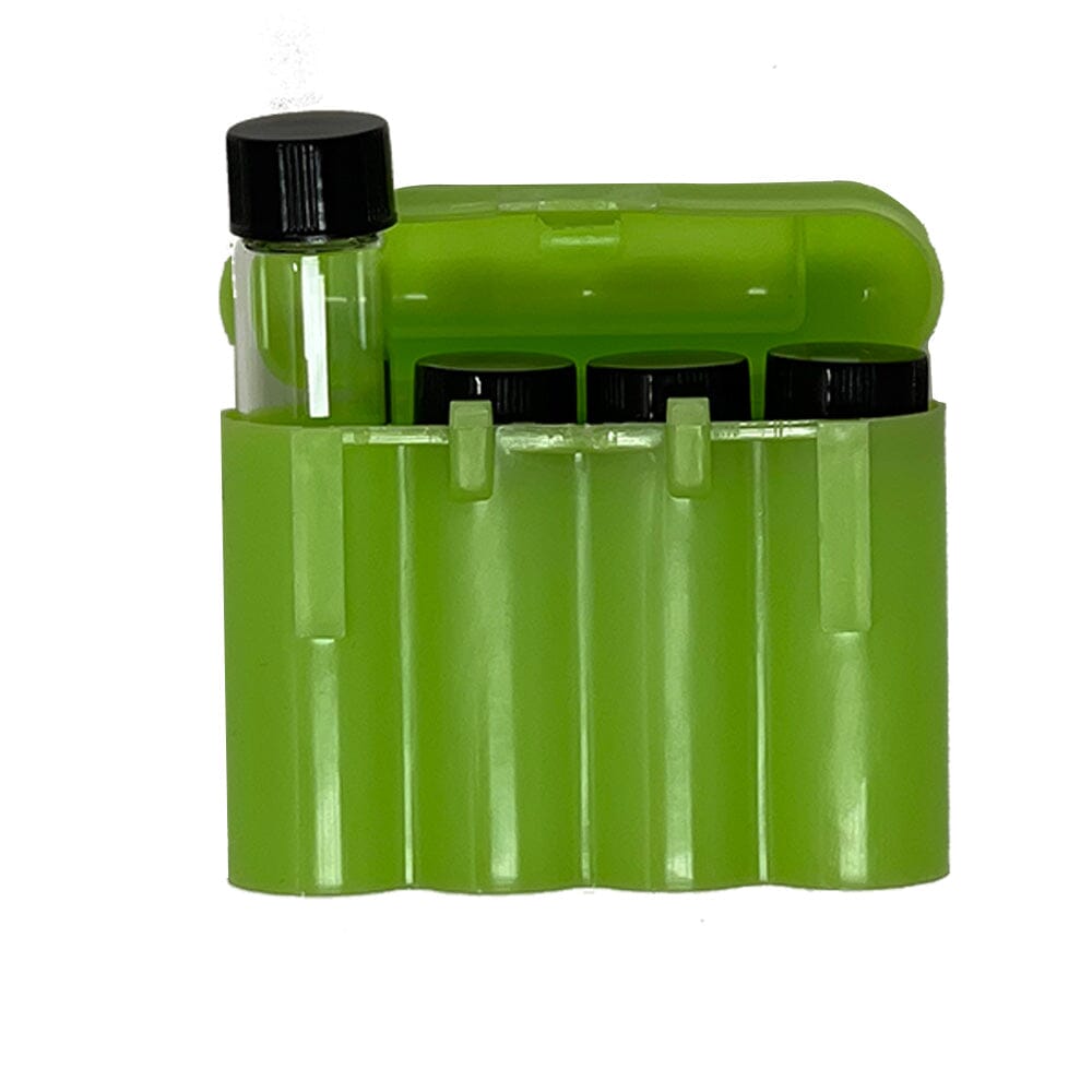 4 Gold Vials With 4 Vial Holder Storage and Protection Case - Various colors available.